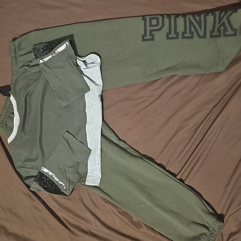 Victoria's Secret and Green And Gray Track Pants & Joggers Set M/L - Picture 3 of 5
